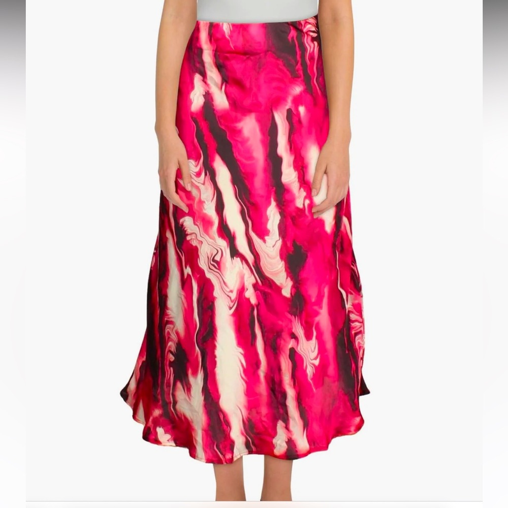 Anne Klein Satin Print Midi Skirt